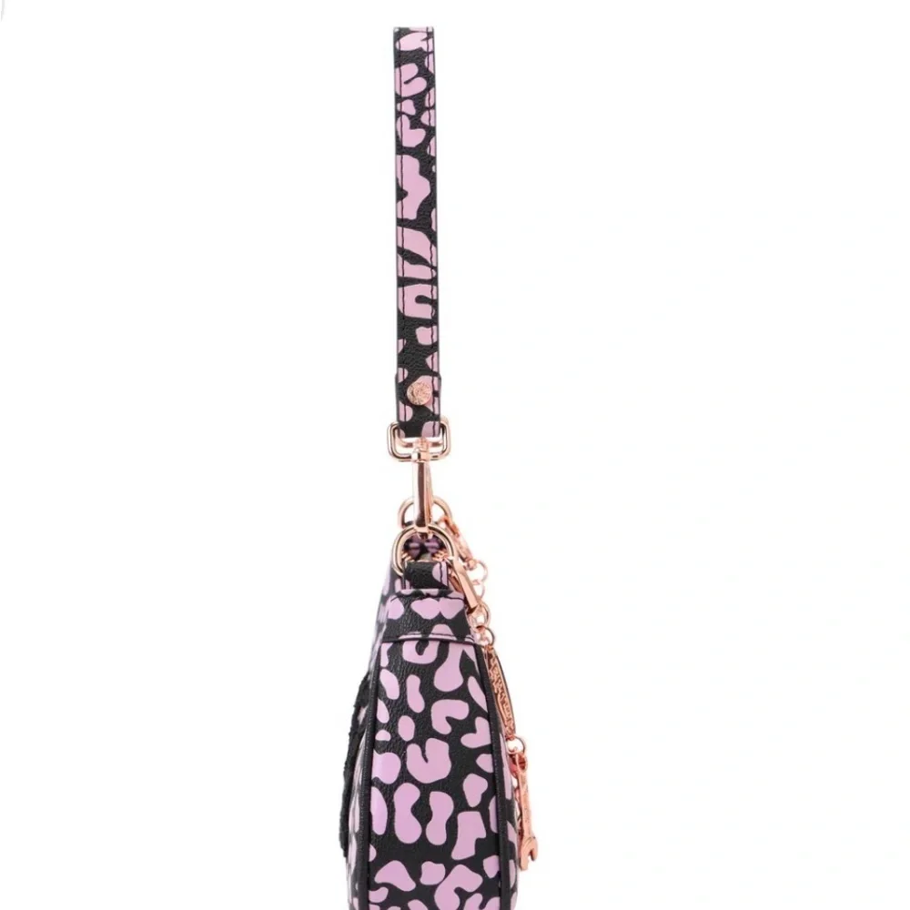 NWT Von Dutch Pink Cheetah Shoulder Bag w/Puffed Lettering and Charms